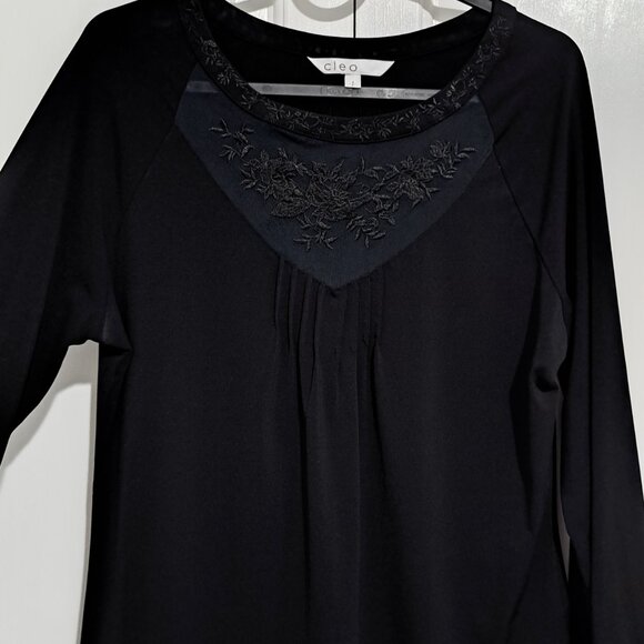 Cleo Black Long Sleeve Top with Floral Lace Detailing - Picture 2 of 2